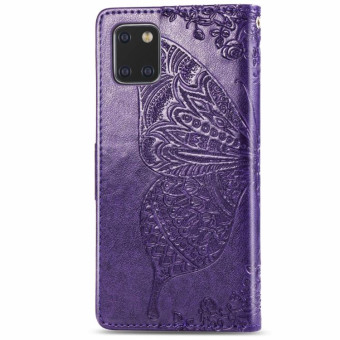 For Galaxy Note 10 Lite / A81 Butterfly Love Flower Embossed Horizontal Flip Leather Case with Bracket / Card Slot / Wallet / Lanyard(Dark Purple)