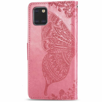 For Galaxy Note 10 Lite / A81 Butterfly Love Flower Embossed Horizontal Flip Leather Case with Bracket / Card Slot / Wallet / Lanyard(Pink)