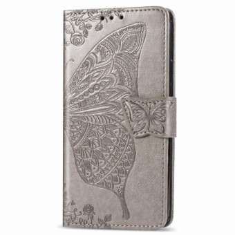 For Galaxy S20 Butterfly Love Flower Embossed Horizontal Flip Leather Case with Bracket / Card Slot / Wallet / Lanyard(Gray)