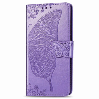 For Galaxy S20 Butterfly Love Flower Embossed Horizontal Flip Leather Case with Bracket / Card Slot / Wallet / Lanyard(Light Purple)