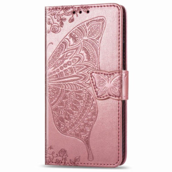 For Galaxy S20 Butterfly Love Flower Embossed Horizontal Flip Leather Case with Bracket / Card Slot / Wallet / Lanyard(Rose Gold)