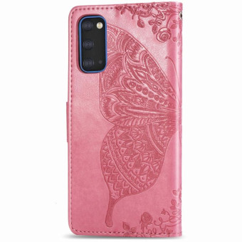 For Galaxy S20 Butterfly Love Flower Embossed Horizontal Flip Leather Case with Bracket / Card Slot / Wallet / Lanyard(Pink)