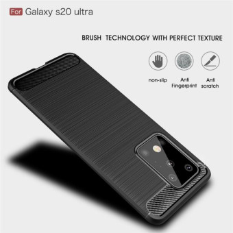For Galaxy S20 Ultra Brushed Texture Carbon Fiber TPU Case(Black)