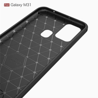 For Galaxy M31 Brushed Texture Carbon Fiber TPU Case(Navy Blue)