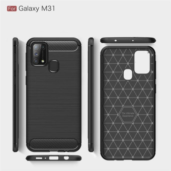 For Galaxy M31 Brushed Texture Carbon Fiber TPU Case(Red)