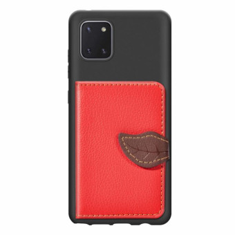 For Galaxy Note 10 Lite / A81 Leaf Buckle Litchi Texture Card Holder PU + TPU Case with Card Slot & Wallet & Holder & Photo Frame(Red)