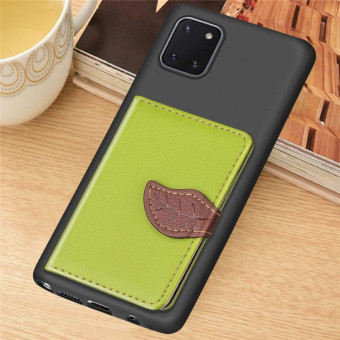 For Galaxy Note 10 Lite / A81 Leaf Buckle Litchi Texture Card Holder PU + TPU Case with Card Slot & Wallet & Holder & Photo Frame(Green)