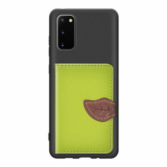 For Galaxy S20 Leaf Buckle Litchi Texture Card Holder PU + TPU Case with Card Slot & Wallet & Holder & Photo Frame(Green)