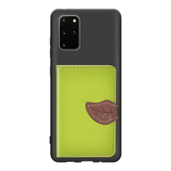 For Galaxy S20 Plus Leaf Buckle Litchi Texture Card Holder PU + TPU Case with Card Slot & Wallet & Holder & Photo Frame(Green)