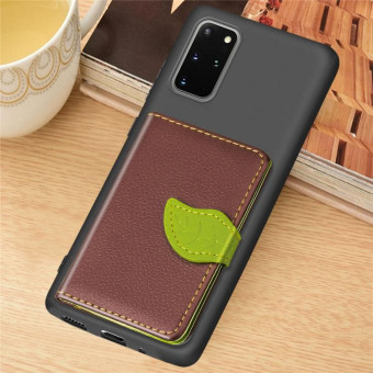 For Galaxy S20 Plus Leaf Buckle Litchi Texture Card Holder PU + TPU Case with Card Slot & Wallet & Holder & Photo Frame(Brown)