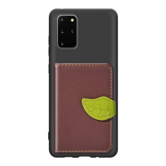 For Galaxy S20 Plus Leaf Buckle Litchi Texture Card Holder PU + TPU Case with Card Slot & Wallet & Holder & Photo Frame(Brown)