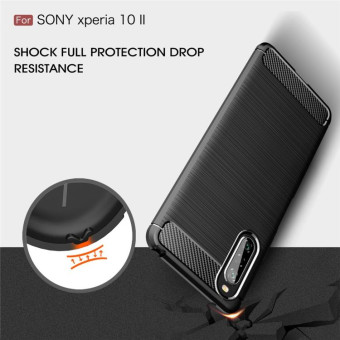 For Sony Xperia 10 II Brushed Texture Carbon Fiber TPU Case(Black)