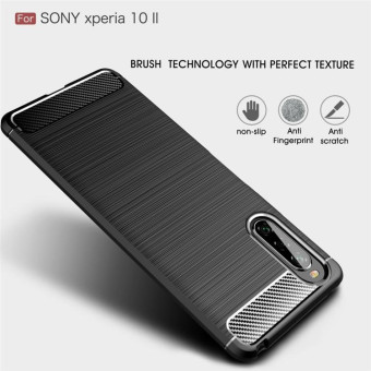 For Sony Xperia 10 II Brushed Texture Carbon Fiber TPU Case(Navy Blue)