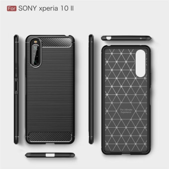 For Sony Xperia 10 II Brushed Texture Carbon Fiber TPU Case(Navy Blue)