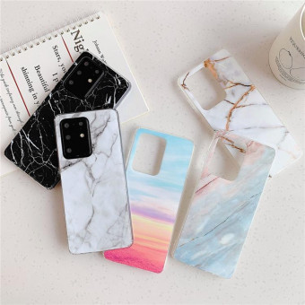 For Galaxy S20 TPU Smooth Marbled IMD Mobile Phone Case(Black F30)