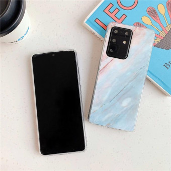 For Galaxy S20 Plus TPU Smooth Marbled IMD Mobile Phone Case(White F6)