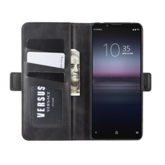 For Sony Xperia 1 II Dual-side Magnetic Buckle Horizontal Flip Leather Case with Holder & Card Slots & Wallet(Black)