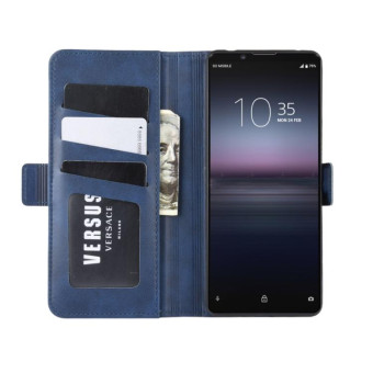 For Sony Xperia 1 II Dual-side Magnetic Buckle Horizontal Flip Leather Case with Holder & Card Slots & Wallet(Dark Blue)