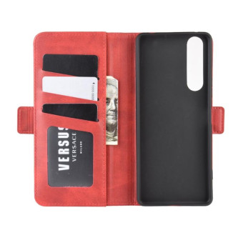 For Sony Xperia 1 II Dual-side Magnetic Buckle Horizontal Flip Leather Case with Holder & Card Slots & Wallet(Red)