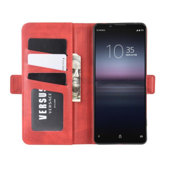 For Sony Xperia 1 II Dual-side Magnetic Buckle Horizontal Flip Leather Case with Holder & Card Slots & Wallet(Red)