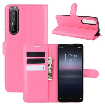For Sony Xperia 1 II Litchi Texture Horizontal Flip Protective Case with Holder & Card Slots & Wallet(Rose red)