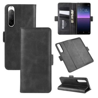For Sony Xperia 10 II Dual-side Magnetic Buckle Horizontal Flip Leather Case with Holder & Card Slots & Wallet(Black)
