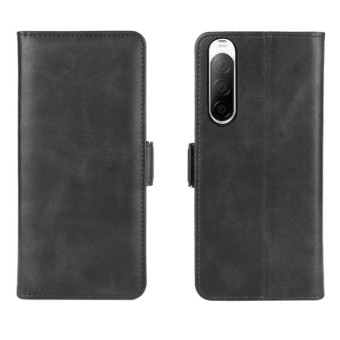For Sony Xperia 10 II Dual-side Magnetic Buckle Horizontal Flip Leather Case with Holder & Card Slots & Wallet(Black)