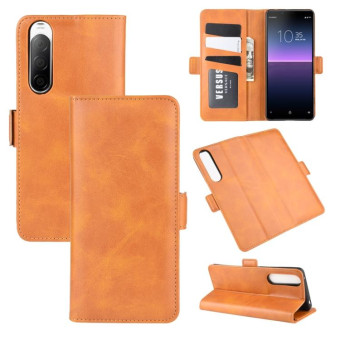 For Sony Xperia 10 II Dual-side Magnetic Buckle Horizontal Flip Leather Case with Holder & Card Slots & Wallet(Yellow)