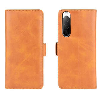 For Sony Xperia 10 II Dual-side Magnetic Buckle Horizontal Flip Leather Case with Holder & Card Slots & Wallet(Yellow)