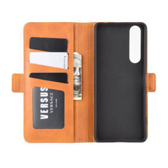For Sony Xperia 10 II Dual-side Magnetic Buckle Horizontal Flip Leather Case with Holder & Card Slots & Wallet(Yellow)