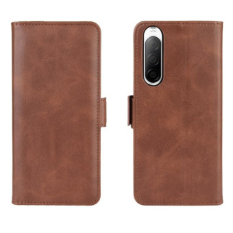 For Sony Xperia 10 II Dual-side Magnetic Buckle Horizontal Flip Leather Case with Holder & Card Slots & Wallet(Brown)