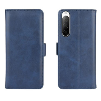 For Sony Xperia 10 II Dual-side Magnetic Buckle Horizontal Flip Leather Case with Holder & Card Slots & Wallet(Dark Blue)