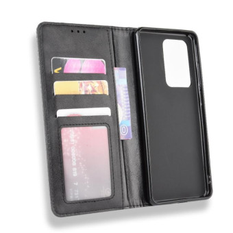For Galaxy S20 Ultra/S20 Ultra 5G Magnetic Buckle Retro Crazy Horse Texture Horizontal Flip Leather Case  , with Holder & Card Slots & Photo Frame(Black)