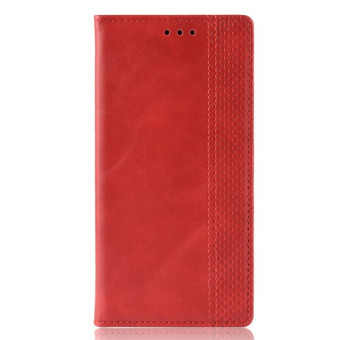 For Galaxy S20 Ultra/S20 Ultra 5G Magnetic Buckle Retro Crazy Horse Texture Horizontal Flip Leather Case  , with Holder & Card Slots & Photo Frame(Red)