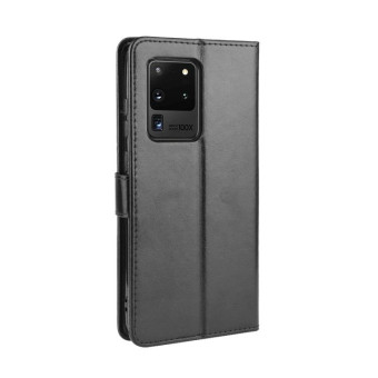 For Galaxy S20 Ultra/S20 Ultra 5G  Retro Crazy Horse Texture Horizontal Flip Leather Case , with Holder & Card Slots & Photo Frame(Black)