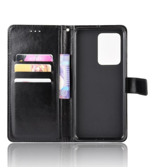 For Galaxy S20 Ultra/S20 Ultra 5G  Retro Crazy Horse Texture Horizontal Flip Leather Case , with Holder & Card Slots & Photo Frame(Black)