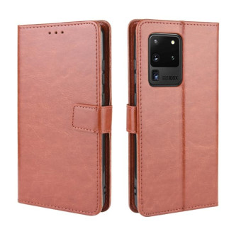 For Galaxy S20 Ultra/S20 Ultra 5G  Retro Crazy Horse Texture Horizontal Flip Leather Case , with Holder & Card Slots & Photo Frame(Brown)
