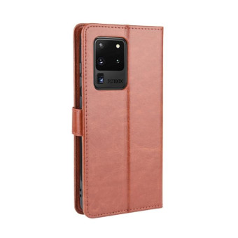 For Galaxy S20 Ultra/S20 Ultra 5G  Retro Crazy Horse Texture Horizontal Flip Leather Case , with Holder & Card Slots & Photo Frame(Brown)
