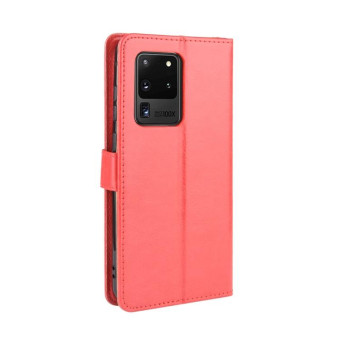 For Galaxy S20 Ultra/S20 Ultra 5G  Retro Crazy Horse Texture Horizontal Flip Leather Case , with Holder & Card Slots & Photo Frame(Red)