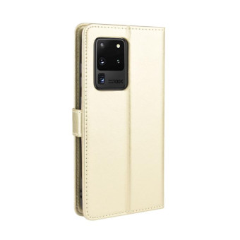 For Galaxy S20 Ultra/S20 Ultra 5G  Retro Crazy Horse Texture Horizontal Flip Leather Case , with Holder & Card Slots & Photo Frame(Gold)