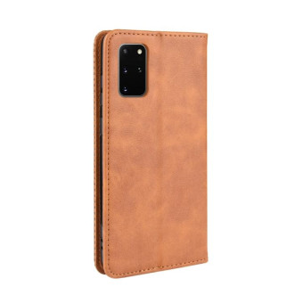 For Galaxy S20+/S20+5G Magnetic Buckle Retro Crazy Horse Texture Horizontal Flip Leather Case  , with Holder & Card Slots & Photo Frame(Brown)