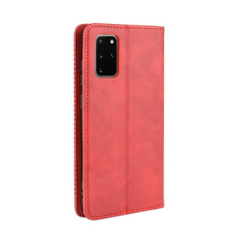 For Galaxy S20+/S20+5G Magnetic Buckle Retro Crazy Horse Texture Horizontal Flip Leather Case  , with Holder & Card Slots & Photo Frame(Red)