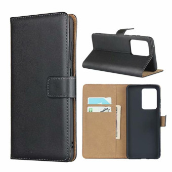 For Galaxy S20 Ultra Leather Horizontal Flip Holster With Magnetic Clasp and Bracket and Card Slot and Wallet(Black)