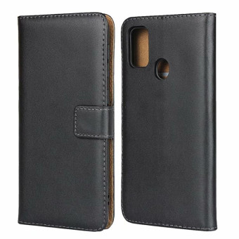 For Galaxy M30S Horizontal Flip Cowhide Leather Case with Magnetic Clasp & Holder & Card Slots & Wallet (Black)