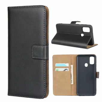 For Galaxy M30S Horizontal Flip Cowhide Leather Case with Magnetic Clasp & Holder & Card Slots & Wallet (Black)