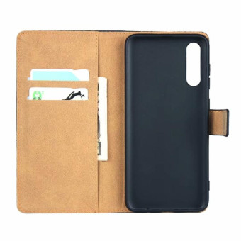 For Galaxy A70/A70S Leather Horizontal Flip Holster With Magnetic Clasp and Bracket and Card Slot and Wallet(Black)