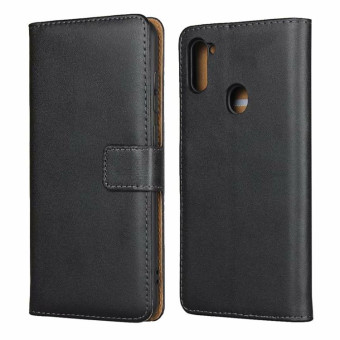 For Galaxy A11 Leather Horizontal Flip Holster With Magnetic Clasp and Bracket and Card Slot and Wallet(Black)