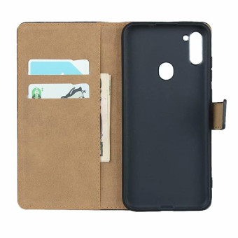 For Galaxy A11 Leather Horizontal Flip Holster With Magnetic Clasp and Bracket and Card Slot and Wallet(Black)