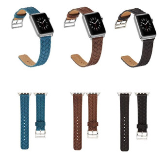 For Apple Watch Series 7 45mm / 6 & SE & 5 & 4 44mm / 3 & 2 & 1 42mm Braided Strap(Brown)