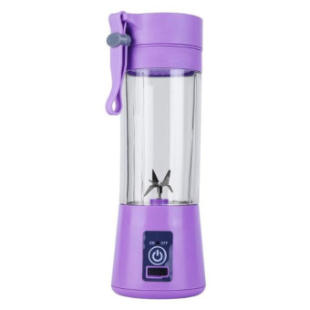 USB Rechargeable Electric Automatic Vegetable Fruit Citrus Orange Juice Maker Cup Mixer Bottle (380ML)(6 Blades Purple)